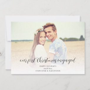 First Christmas Engaged Photo Overlay Name Holiday Card