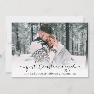 First Christmas Engaged Photo Overlay Names Year Holiday Card