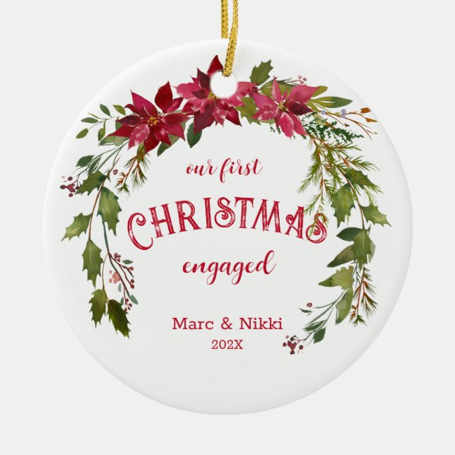First Christmas Engaged Tree Ornament (Front)