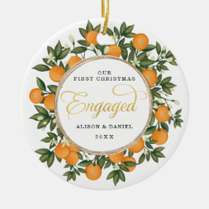 First Christmas Engaged Wedding Citrus Greenery Ceramic Tree Decoration