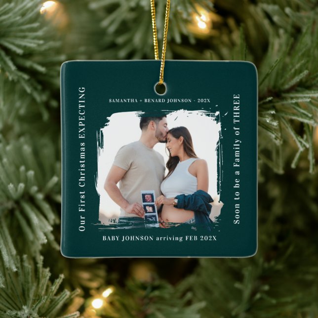 First Christmas Expecting Pregnancy Announcement  Ceramic Ornament (Tree)
