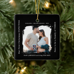First Christmas Expecting Pregnancy Announcement  Ceramic Ornament