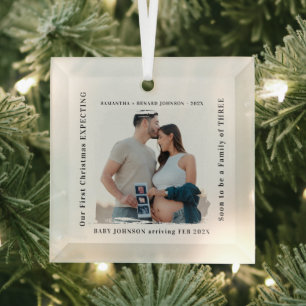 First Christmas Expecting Pregnancy Announcement Glass Tree Decoration