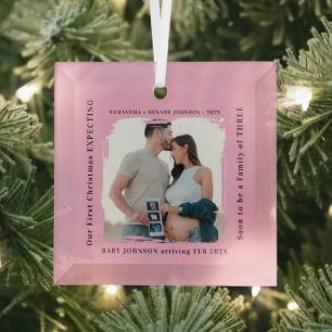 First Christmas Expecting Pregnancy Announcement Glass Tree Decoration