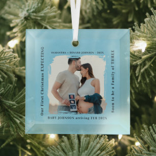 First Christmas Expecting Pregnancy Announcement Glass Tree Decoration
