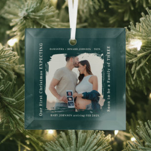First Christmas Expecting Pregnancy Announcement Glass Tree Decoration