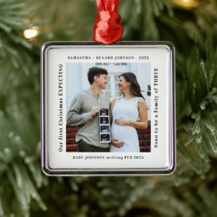First Christmas Expecting Pregnancy Announcement Metal Tree Decoration