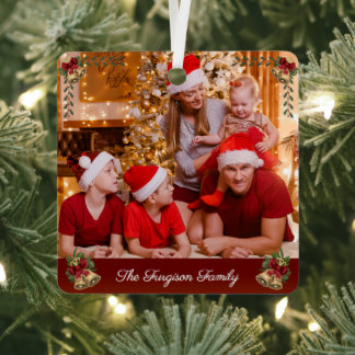 First Christmas Family 1 Photo Modern Metal Tree Decoration