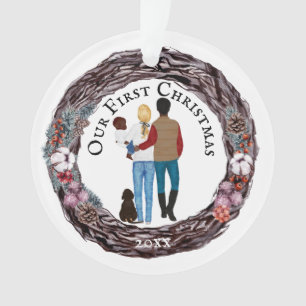 First Christmas family dog country wreath Ornament