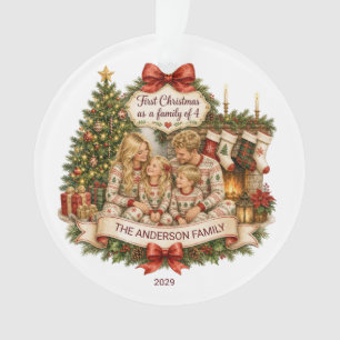First Christmas Family of 4 Custom Christmas Ornament