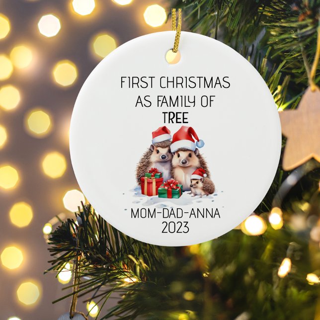 First Christmas Family of Tree Hedgehogs  Ceramic Tree Decoration (Creator Uploaded)