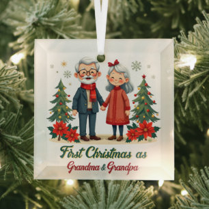 First Christmas Festive Grandparent Keepsake Glass Tree Decoration
