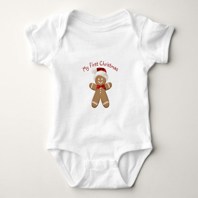 First Christmas Gingerbread Man Baby Bodysuit (Front)