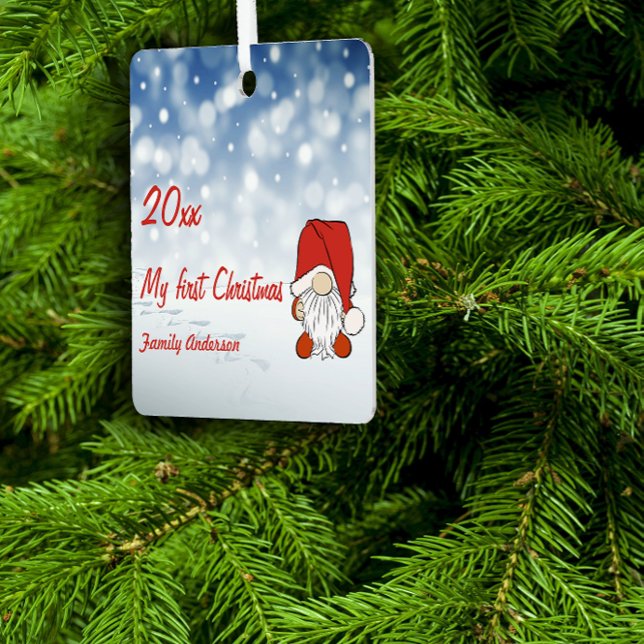First Christmas Gnomes photo Metal Square Ornament (Creator Uploaded)