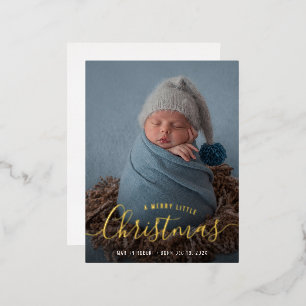 first christmas gold foil birth announcement
