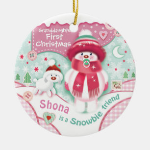 First Christmas, Granddaughter, Cute Snowbie Ceramic Tree Decoration