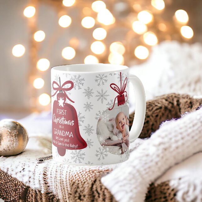First christmas grandma bell red snowflake photo coffee mug (First christmas grandma bell red snowflake photo coffee mug)
