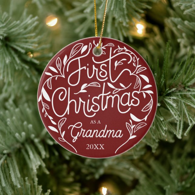 First Christmas Grandpa Grandma Ceramic Ornament (Tree)