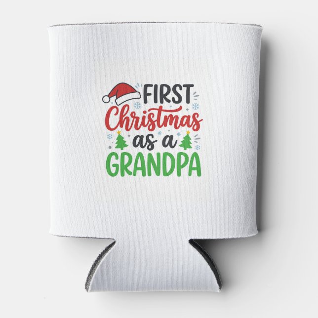 First Christmas Grandpa Santa Hat Can Cooler (Front)