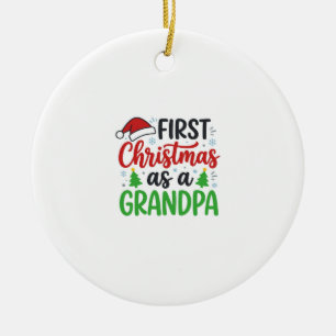 First Christmas Grandpa Santa Hat Ceramic Tree Decoration