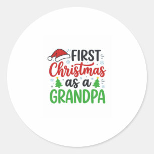 First Christmas Grandpa Santa Hat Classic Round Sticker