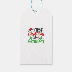 First Christmas Grandpa Santa Hat Gift Tags