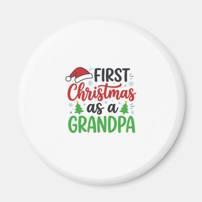 First Christmas Grandpa Santa Hat Magnet (Front)