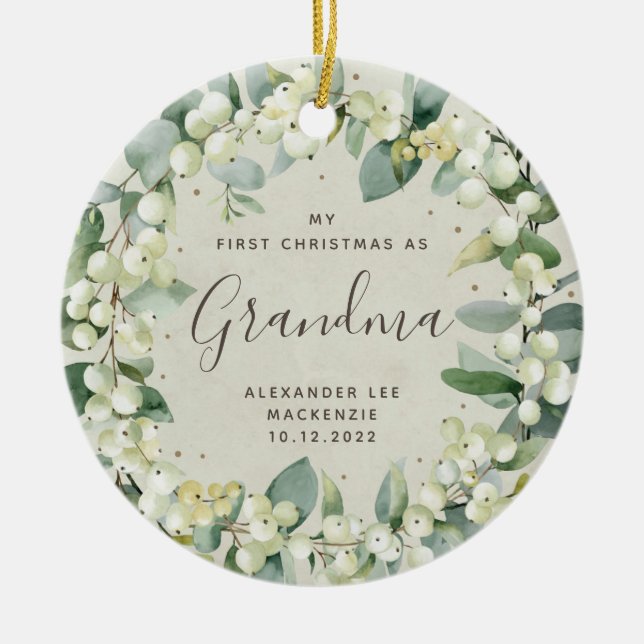 First Christmas Grandparent/Any Relative Photo Ceramic Tree Decoration (Front)