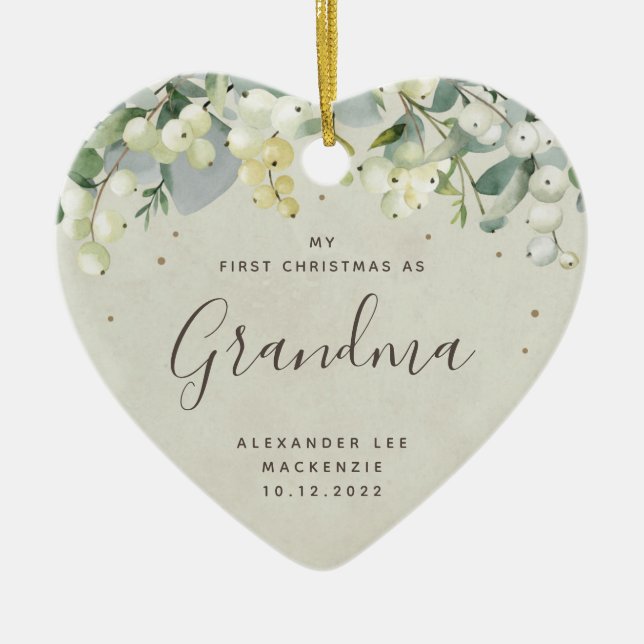 First Christmas Grandparent/Any Relative Photo Ceramic Tree Decoration (Front)