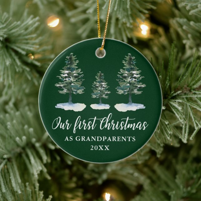 First Christmas Grandparents Green Pines Ceramic Tree Decoration (Tree)