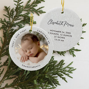 First Christmas Grandparents Modern Simple Photo Ceramic Tree Decoration