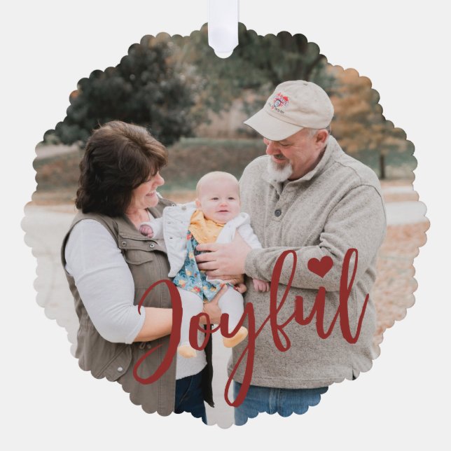 First Christmas grandparents photo script modern Tree Decoration Card (Front)