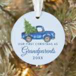First Christmas Grandparents Vintage Blue Truck Ornament<br><div class="desc">Our First Christmas Grandparents Watercolor Vintage Truck with Christmas Tree Ornament - Blue</div>