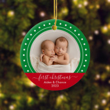 First Christmas Green and Red Dots