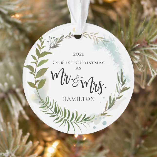 First Christmas Greenery Photo Ornament (Tree)