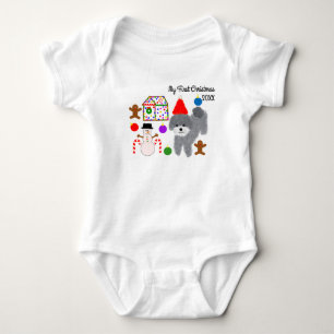 First Christmas Grey Poodle #2 Baby Bodysuit