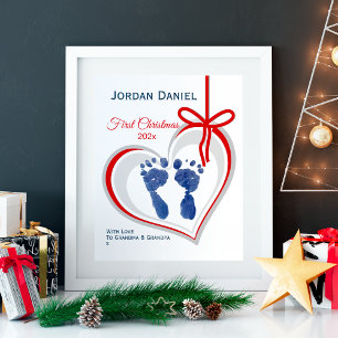 First Christmas Handprint Art Template Poster
