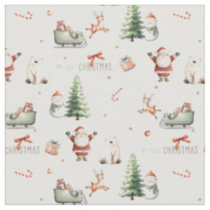 First Christmas - Happy Holidays Scandinavian nurs Fabric