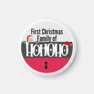 First Christmas Ho Ho Ho Family of Personalise Magnet