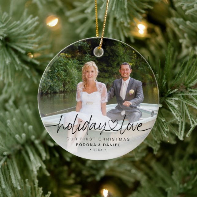 First Christmas Holiday Love 2 Photos Ceramic Tree Decoration (Tree)