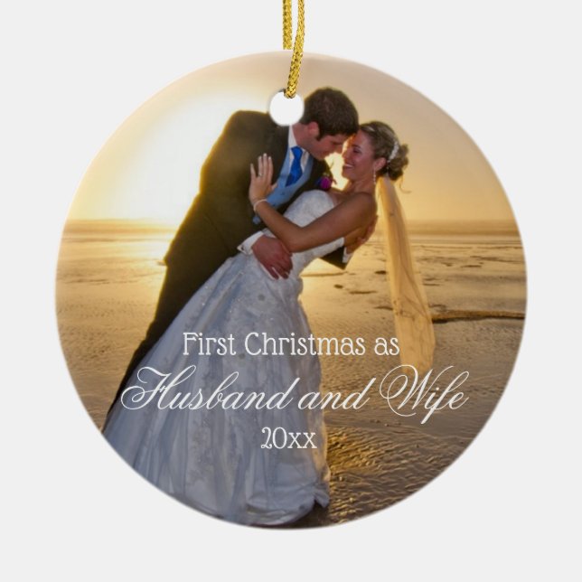 First Christmas Husband and Wife Ceramic Tree Decoration (Front)