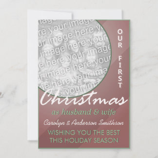 First Christmas Husband & Wife Red Green Holiday Card
