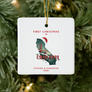 First Christmas In California State Personalized  Ceramic Ornament