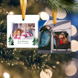 First Christmas In Camper RV Rustic Trees Photo Ceramic Ornament<br><div class="desc">First Christmas In My Camper! Perfect for celebrating your new freedom in a fun, whimsical way! Great for your camper, RV, caravan, or van life! Cute, Modern yet Rustic Christmas Holiday Photo Square Ornaments featuring adorable little forests of rustic Christmas trees and Merry Christmas in modern typography. Add 2 of...</div>
