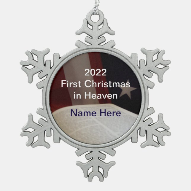 First Christmas in Heaven Snowflake Pewter Christm Snowflake Pewter Christmas Ornament (Front)