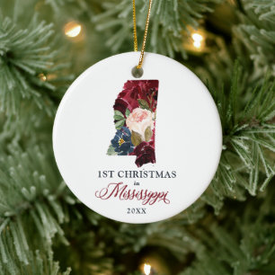 First Christmas in Mississippi State Personalized Ceramic Tree Decoration