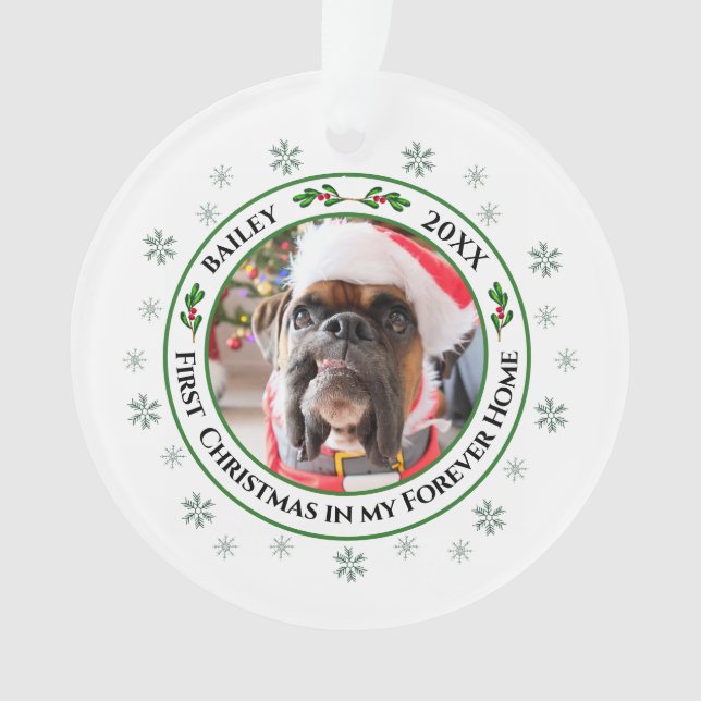 First Christmas In My Forever Home Pet Ornament (Front)