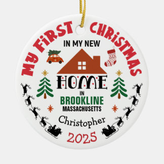 First Christmas In My New Home Custom Name Ceramic Tree Decoration