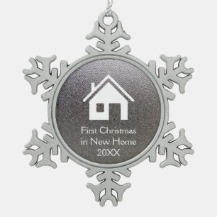 First Christmas in New Home 2018 Lovely Snowflake Pewter Christmas Ornament