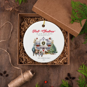 First Christmas In New Home 2 Children Family Ceramic Tree Decoration